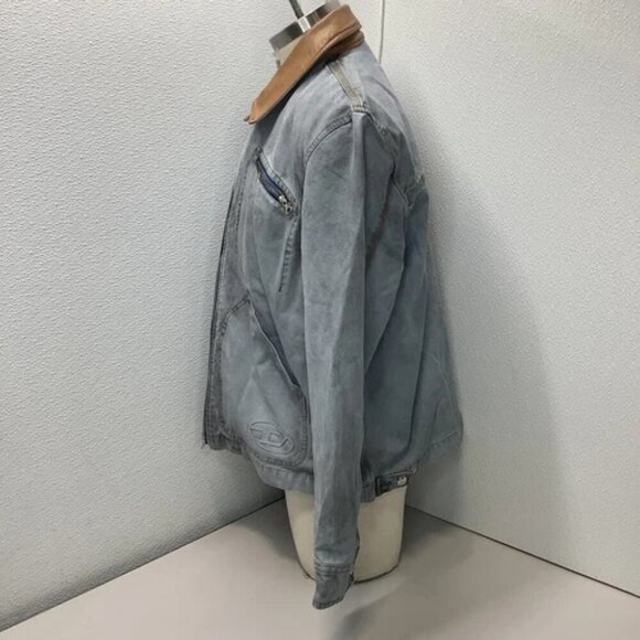 NEW DIESEL Men's Jacket J-Chart Intentionally Dirty Effect Full Zip Size 52 Blue - Picture 3 of 9